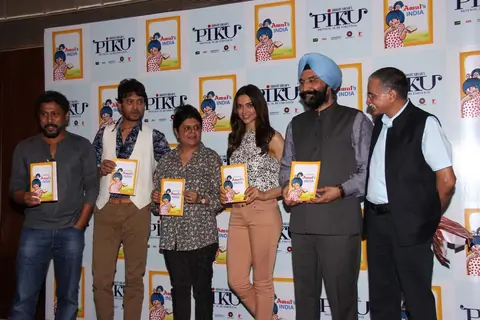Shoojit Sircar, Irrfan Khan and Deepika Padukone at Amul Book Launch
