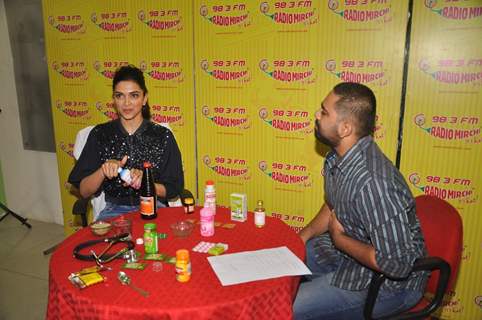 Deepika Padukone with Medicines for Constipation Promotes Piku on Radio Mirchi