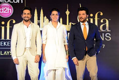 Celebs pose for the media at IIFA Malaysia Press Meet