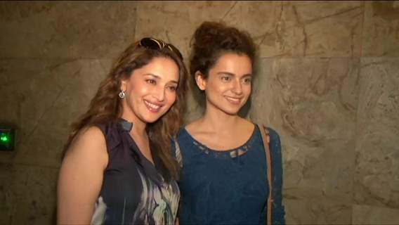 Madhuri and Kangana at Screening of Tanu Weds Manu Returns