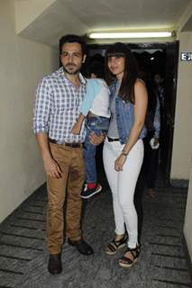 Emraan Hashmi poses with his Wife and Son at the Special Screening of Hamari Adhuri Kahani