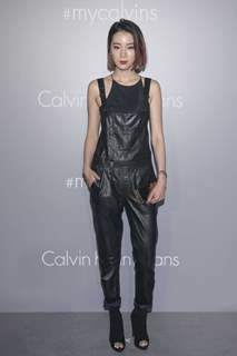 Irene Kim poses for the media at Calvin Klein Jeans Music Event in Hong Kong