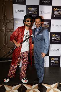 Ranveer Singh and Anil Kapoor pose for the media at GQ India Best-Dressed Men in India 2015