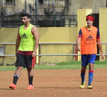 Arjun and Ranbir Kapoor Snapped Playing a Friendly Football Match