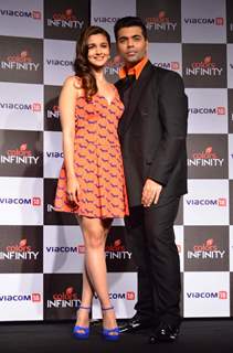 Karan and Alia Pose for Media at Launch of Colors Infinity