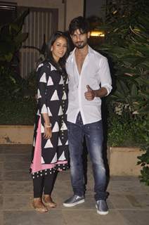 Newlyweds Shahid and Mira pose for the shutterbugs at their Mumbai Residence