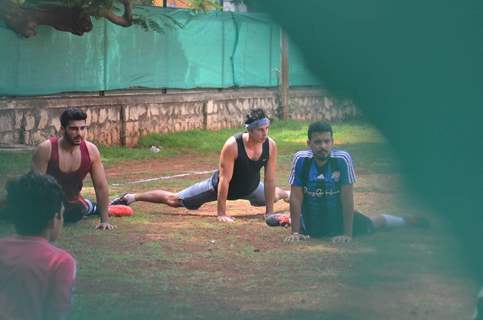 Arjun kapoor and Dino Morea Warm Up for the Soccer Match!