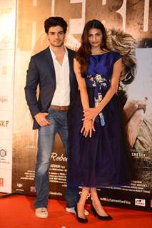 Sooraj Pancholi and Athiya Shetty pose for the media at the Trailer Launch of Hero