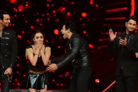 Amruta Khanvilkar and Himmanshoo A Malhotra during the announcement of Nach Baliye 7 Winner