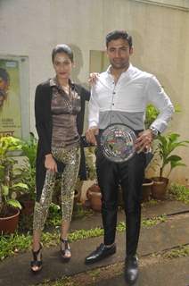 Payal Rohatgi and Wrestler Sangram Singh Unveils WWP Championship Belt