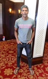 Triathalon Winner Milind Soman at Pinkathon Press Meet