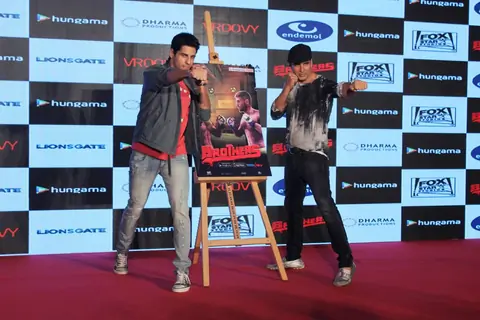 Akshay Kumar and Sidharth Malhotra pose for the media at the Launch of Brothers Mobile Game