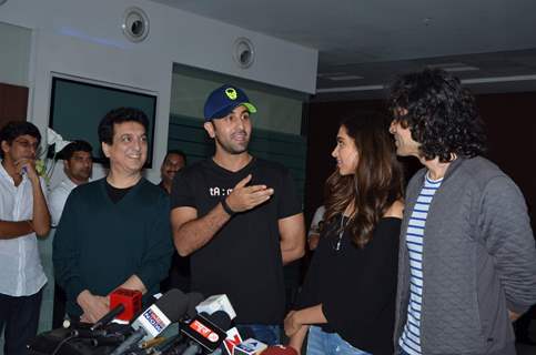 Sajid Nadiadwala, Ranbir Kapoor, Deepika Padukone at Post Wrap Up Party of Tamasha