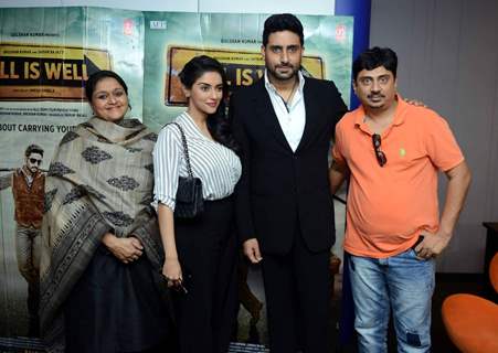 Supriya Pathak, Asin, Abhishek and Director Umesh Shukla for Promotions of All is Well