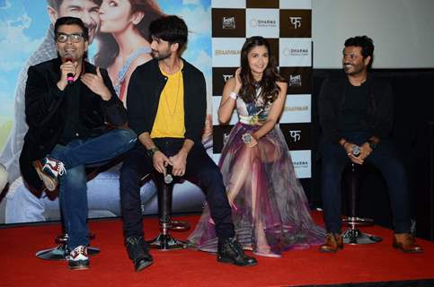 Karan Johar, Shahid Kapoor, Alia Bhatt and Vikas Bahl at Trailer Launch of Shaandaar