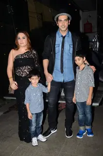Zayed Khan poses with Wife and Kids at Zarine Khan's Book Launch