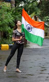 Urvashi Rautela blows a kiss to the flag on Independence Day