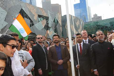 Anil Kapoor hoists the Indian tricolor at the Indian Film Festival of Melbourne