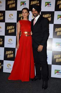 Amy Jackson and Akshay Kumar at  Trailer Launch of Singh is Bliing