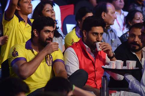 Rana Daggubati and Abhishek Bachchan at Pro Kabaddi Semi Finals