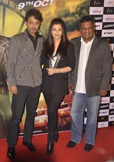 Irrfan Khan, Aishwarya Rai Bachchan and Sanjay Gupta at Trailer launch of Jazbaa