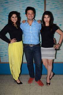 Sai Tamhankar, Swapnil Joshi and Tejaswini Pandit for Song Recording of Marathi Movie 'Tu Hi Re'