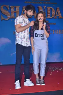 Alia Bhat and Shahid Kapoor With Mustaches at Song Launch of Shaandaar