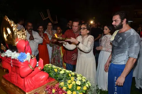 Salma Khan with Salim Khan During His Ganesh Visarjan Procession