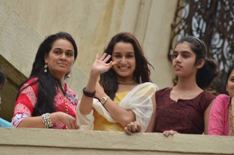 Shraddha Kapoor and Padmini Kolhapure at Local Ganesh Utsav Mandal