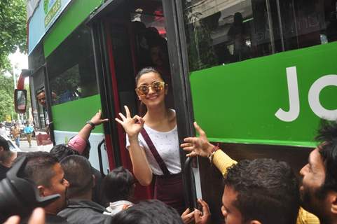 Alia Bhatt Rides Atop of Open Bus for Garnier Flawless Skin Event