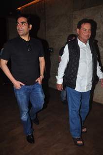 Arbaaz Khan and Salim Khan at Screening of Kis Kisko Pyaar Karoon