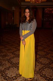 Meghna Ghai Puri poses for the media at Sonal Jindal's Medusa Exhibition