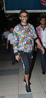 Ranveer Singh smiles for the camera at Airport