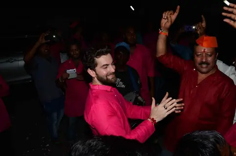 Neil Nitin Mukesh was snapped dancing at Ganpati Visarjan