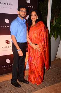 Aditya Thackeray poses with his mother Rashmi Thackeray at Simone Khan's Store Anniversary