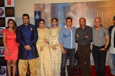 Team poses for the media at the Trailer Launch of Prem Ratan Dhan Payo