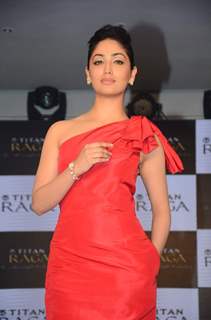 Yami Gautam Looks Beautiful in Red at Launch of Titan Raga