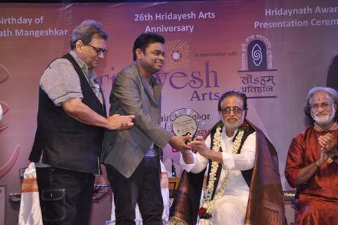 Subhash Ghai, A R Rahman and Hridaynath Mangeshkar at 26th Hridayesh Arts Anniversary Event