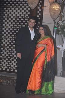 Siddharth Roy Kapoor and Vidya Balan pose for the media at Nita Ambani's Birthday Bash