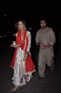 Shilpa Shetty and Raj Kundra snapped at Karva Chauth Celebrations at Anil Kapoor's Residence