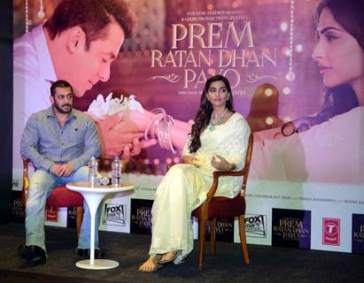 Sonam Kapoor and Salman Khan at Press Meet of Prem Ratan Dhan Payo in Delhi