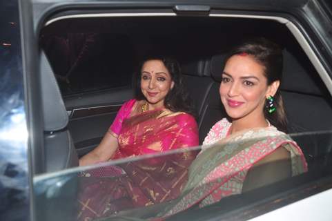 Hema Malini and Esha Deol at Big B's Diwali Bash