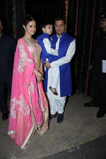 Bhushan Kumar with wife Divya Khosla and Son at Anil Kapoor's Diwali Bash