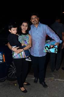 Umesh Shukla with his wife and Kid at Aaradhya Bachchan's Birthday Bash