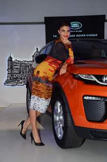 Jacqueline Fernandes posing at the Launch of New Range Rover Evoque