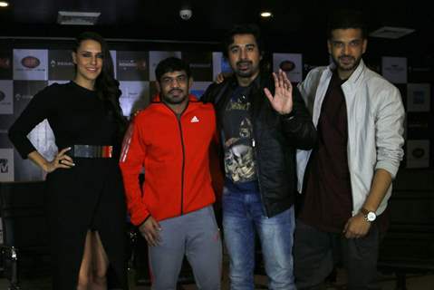 Rannvijay, Neha Dhupia, Karan Kundra and Sushil Kumar at Press Meet of MTV Roadies X4 in Delhi