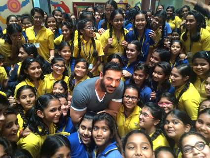 John Abraham with Kids of Billabong High School in Thane