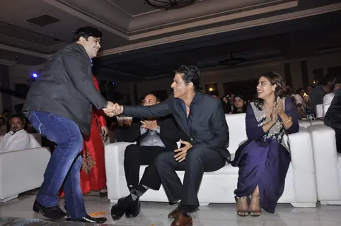 Kiku, SRK and Kajol at Saas Bahu Aur Saazish Anniversary
