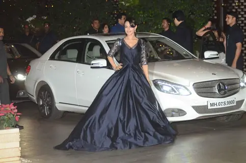 Ameesha Patel poses for the media at Mukesh and Nita Ambani's Bash
