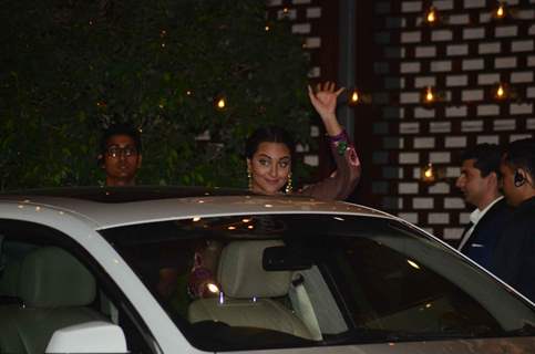 Sonakshi Sinha was snapped at Mukesh and Nita Ambani's Bash